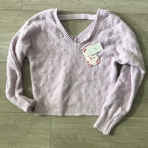 Pink Rose Lavender V-Neck Sweater